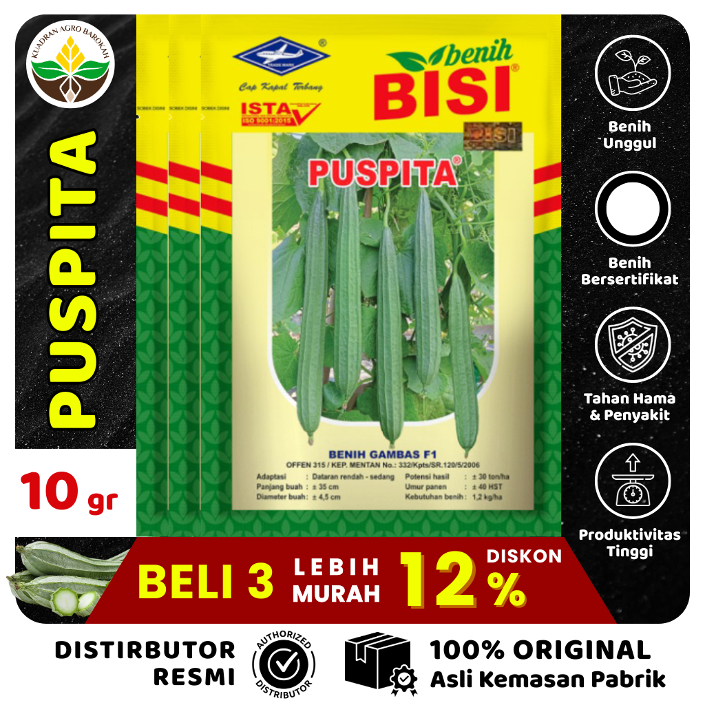 Benih Gambas Oyong F1 PUSPITA 10 gr - BISI Cap Kapal Terbang