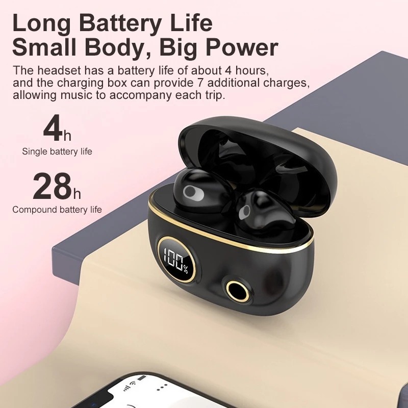 LUCKYHOUSE1 - Headset Bluetooth Layar Sentuh T2 ANC TWS HIFI Stereo Super Bass Anti Air Gaming Smart