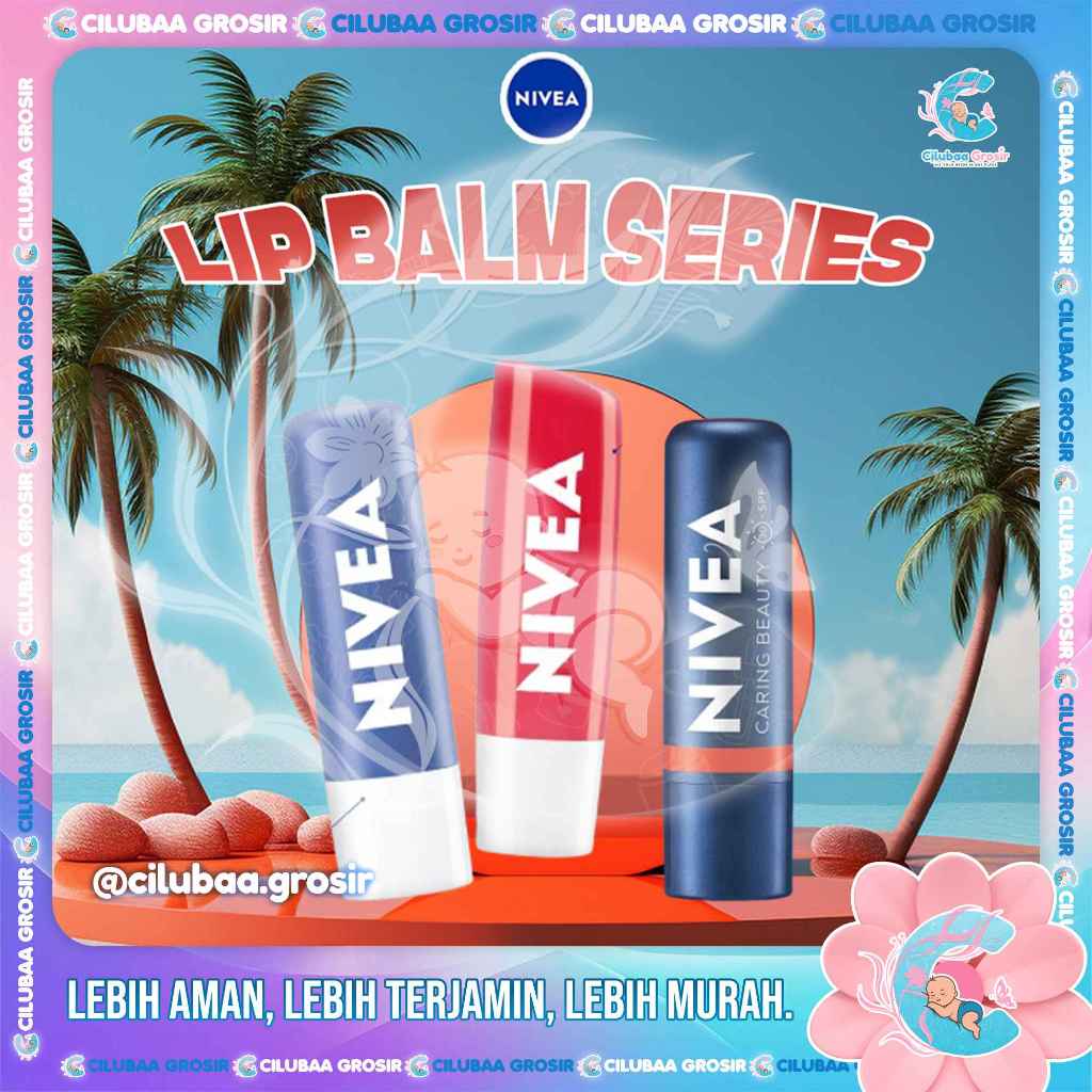 NIVEA Caring Lip Balm 4.8Gr || Strawberry Shine || Original || Rose || Nude || 24h Melt In Moisture 