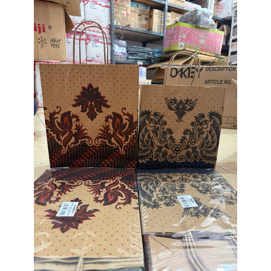 (10pcs) paper bag batik OKEY UKURAN A B, tas godie kertas