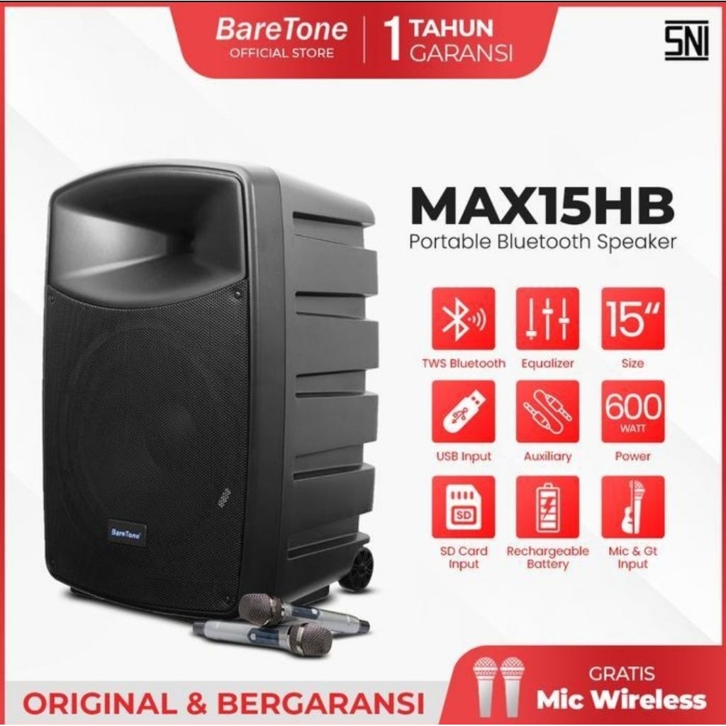 Speaker aktif Baretone Max 15 HB max 15hb 15 inch 600 watt original resmi