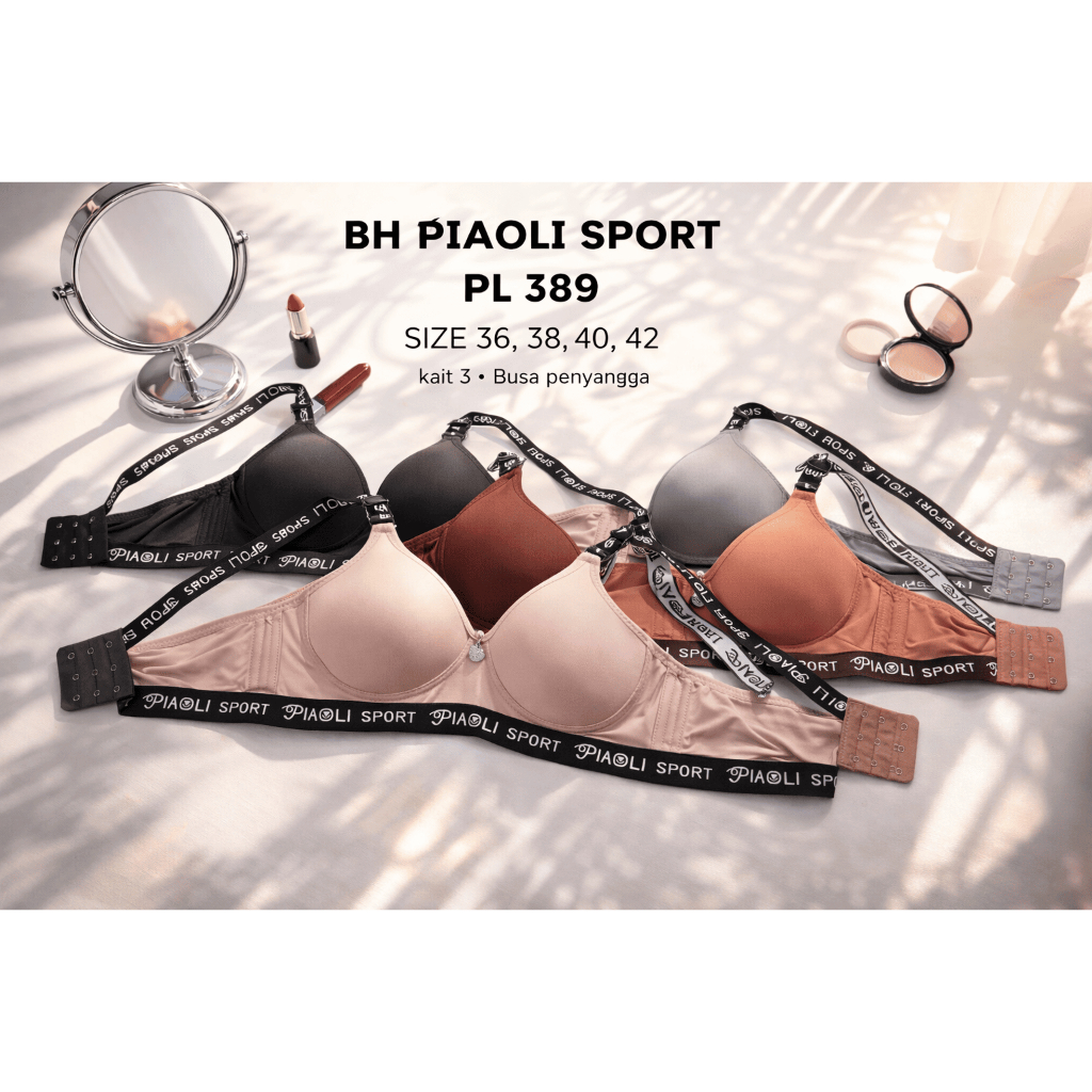 BH BRA Piaoli Cup Besar | BH Wanita Kait 3 | Sport | Tanpa Kawat Jumbo