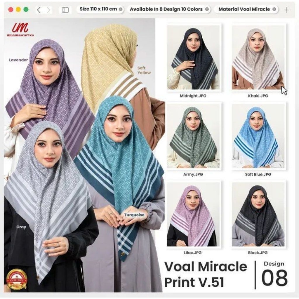 JILBAB MOTIF GROSIR 4+1 UMAMA SCARVES VOAL MIRACLE