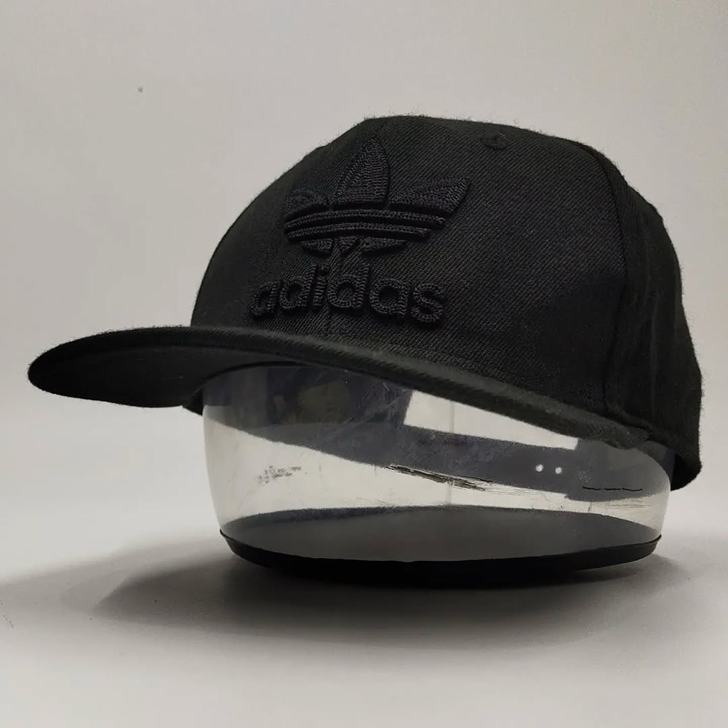 T06 Topi Snapback Setelan Adidas Trifoil Black On Black  OSFM  Topi Casual Visor Lurus Adidas Kemban