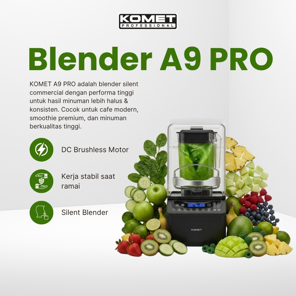 Blender Bar Komersil KOMET A9 Pro | Blender Brushless | Blender Dapur Profesional | Blender Restoran