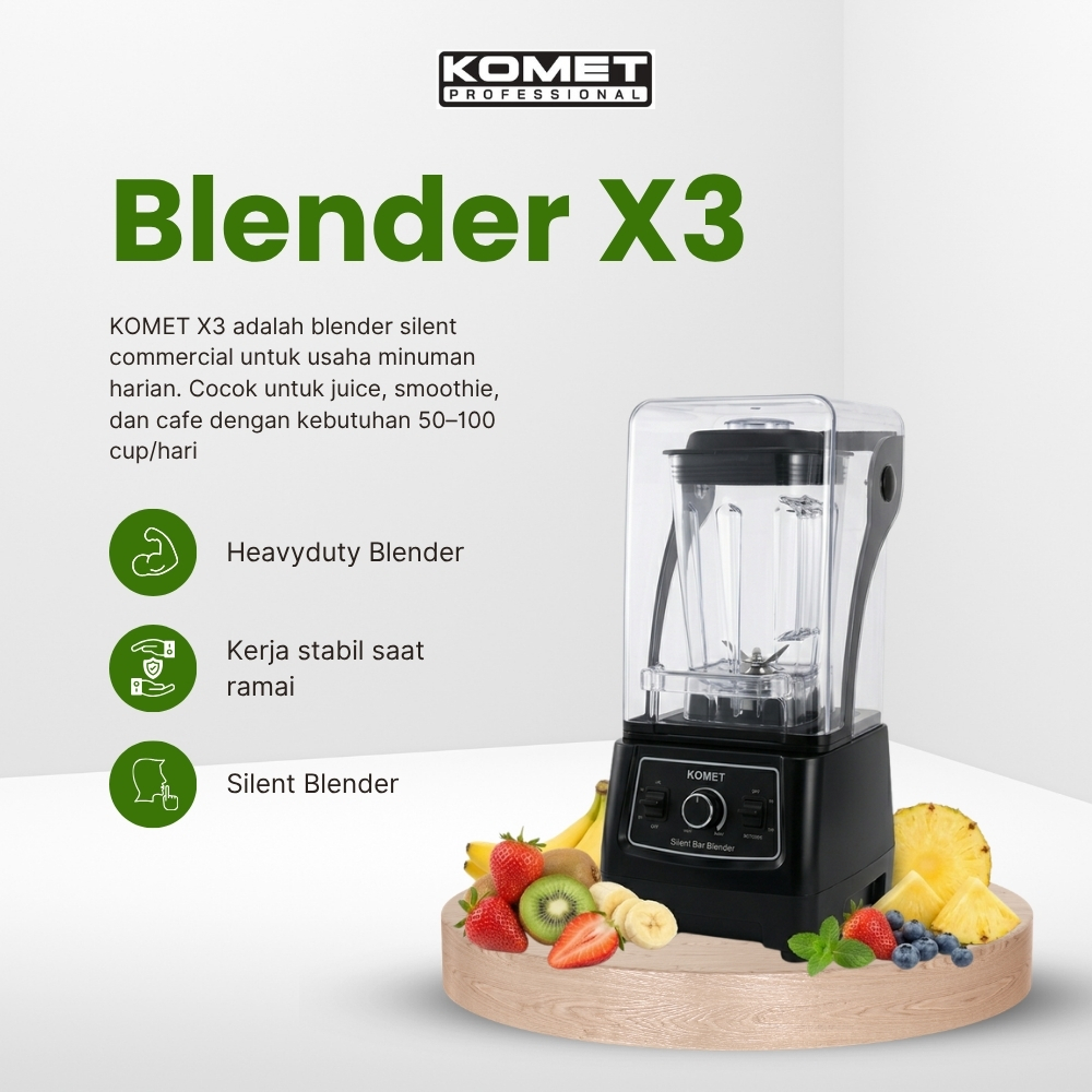 Blender Silent Komersial KOMET X3 | Blender Profesional Resto dan Cafe | Blender Silent Bar | Blende