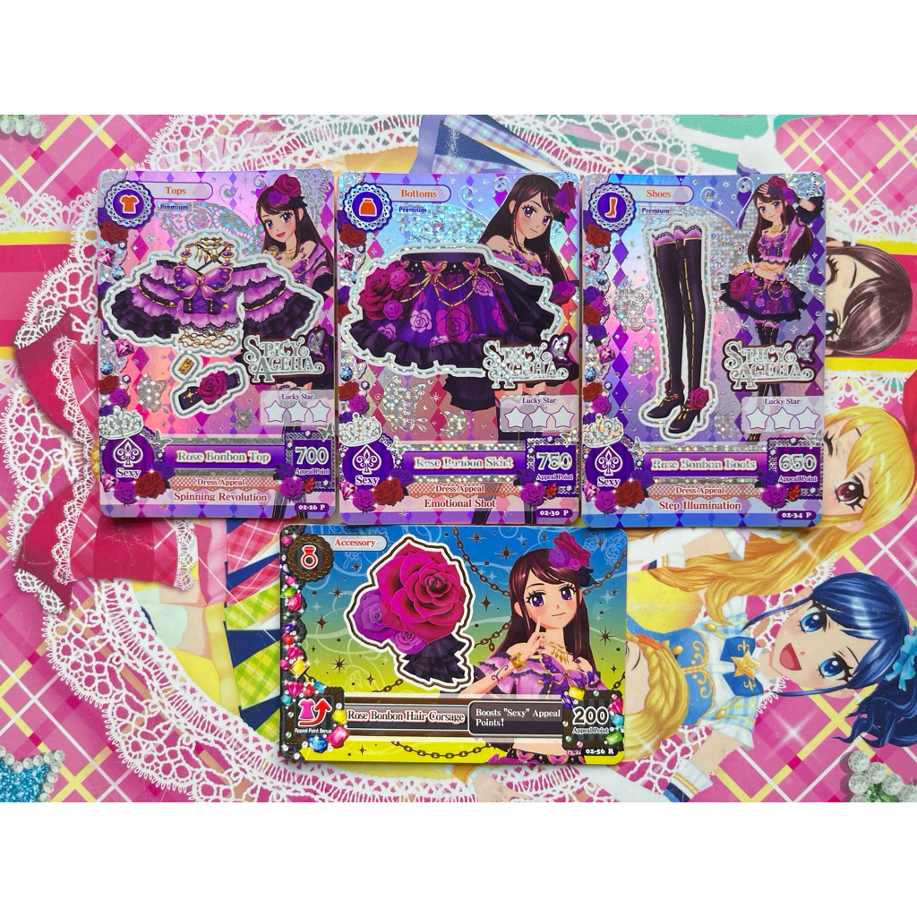 Kartu Aikatsu Premium Ran Shibuki Rose Bonbon Bon Bon Spicy Ageha Seri 2 Original Langka Rare Offici