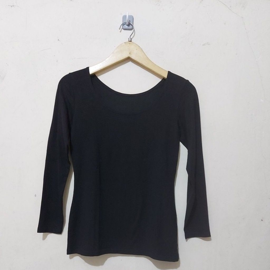 code:M718>Tshirt Heattech extrawarm scoop neck UNI*M