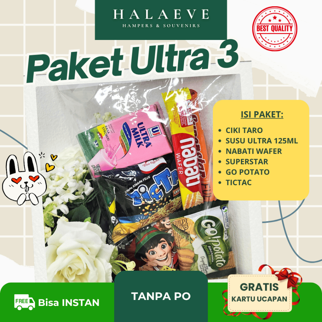 Paket Snack Ulang Tahun Anak 10000 | ULTRA 3 Hampers Ciki Susu Termurah | Goodie Bag Ultah - HALAEVE