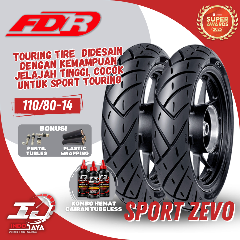 [READY COD] BAN FDR TUBELESS SPORT ZEVO ( 110/80-14 - 110-80-14) RING 14 / BAN LUAR TUBLES FDR SPORT