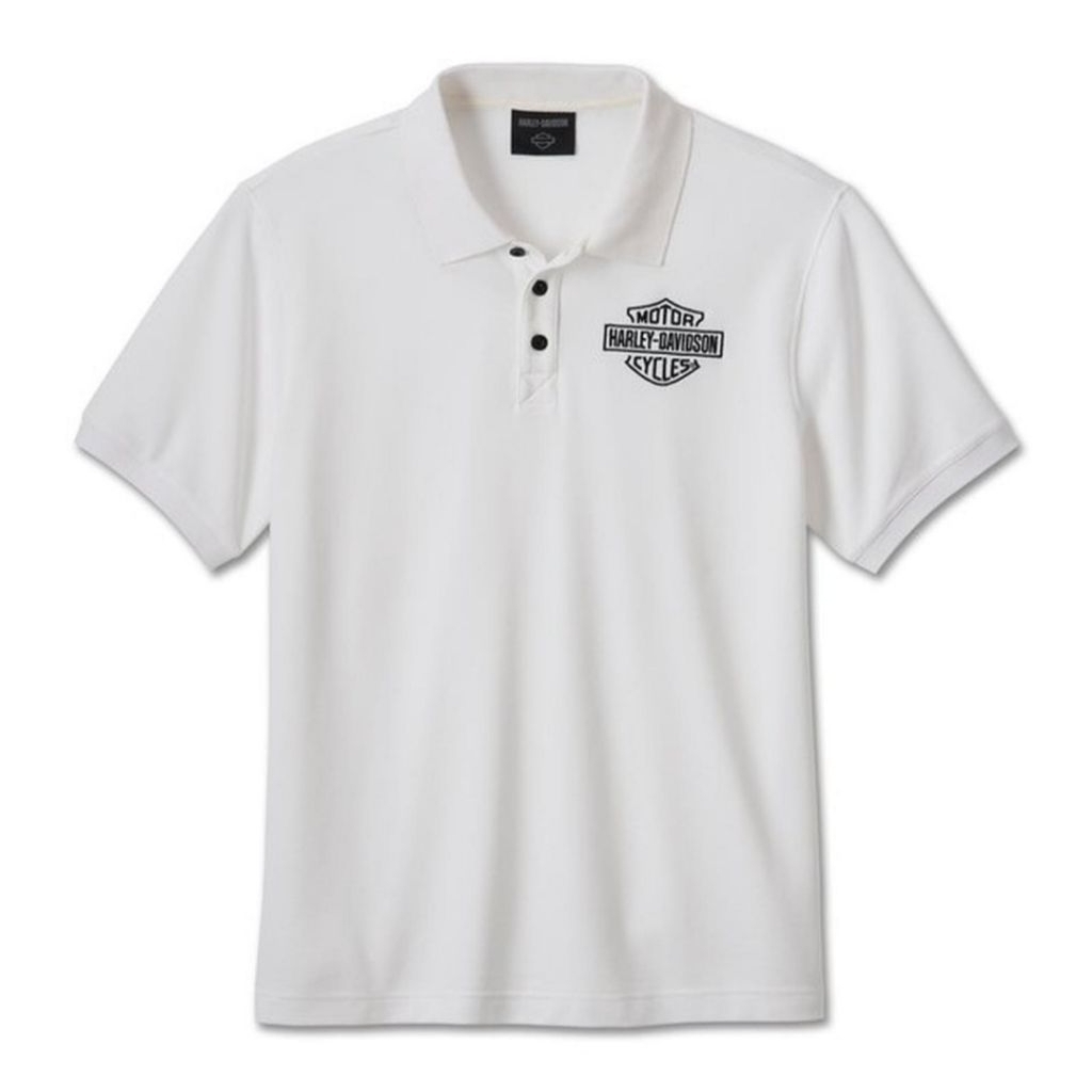 HARLEY DAVIDSON MEN'S BAR & SHIELD POLO SHIRT HARLEY ORIGINAL GENUINE HD USA BRIGHT WHITE KAOS LENGA