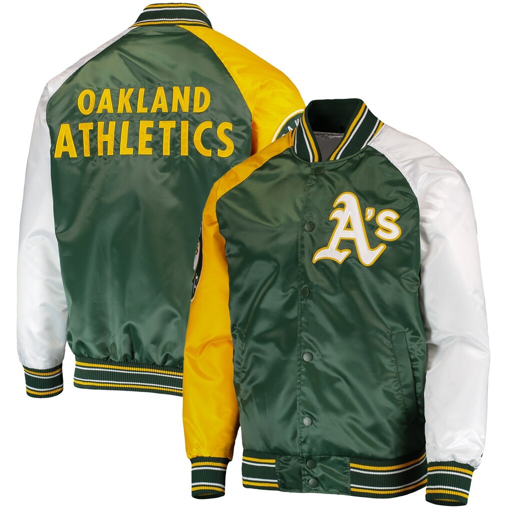 Jaket MLB Oakland Athletics Starter Reliever Varsity Satin Original - 2XL