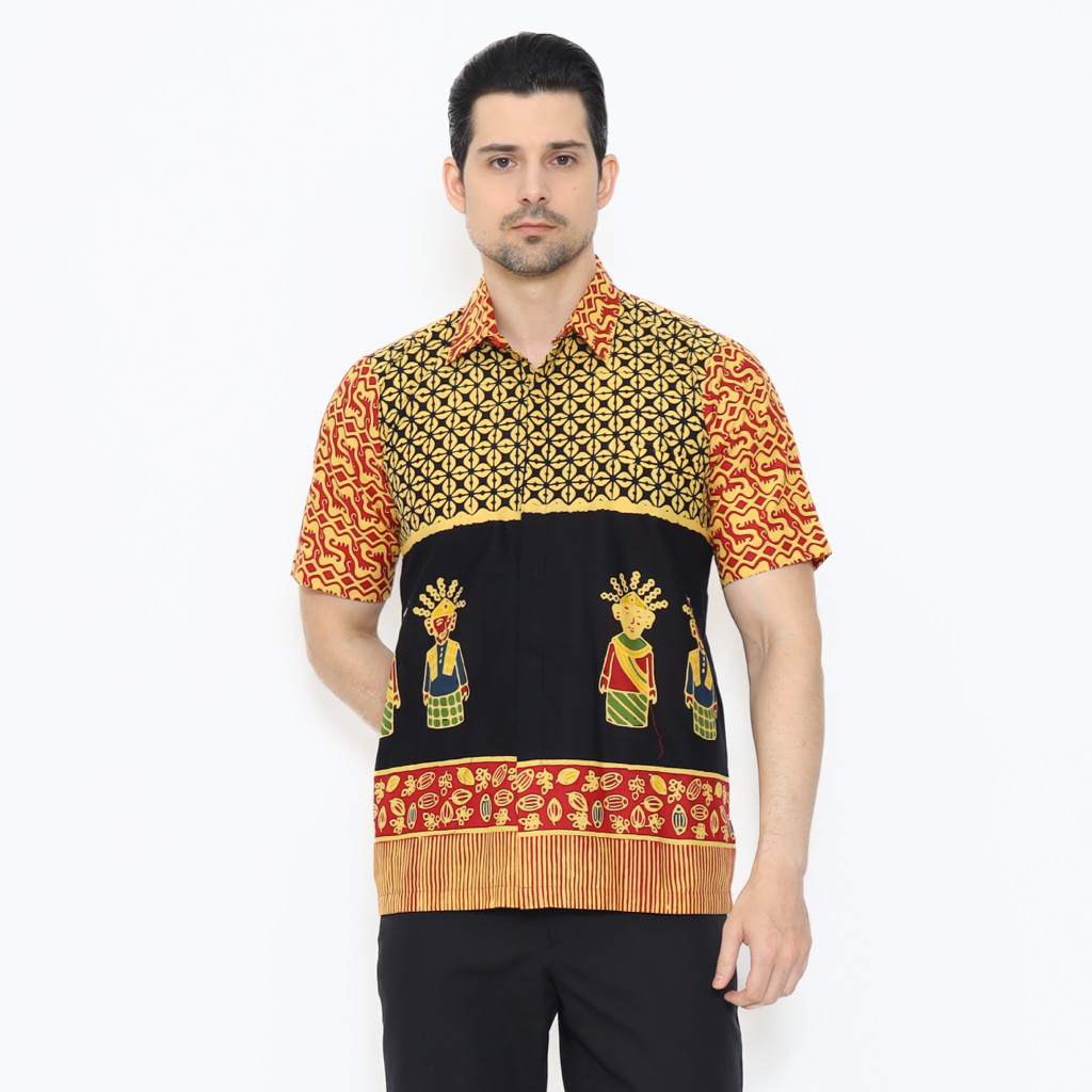 Kemeja Batik Pria motif Betawi | Kemeja Pria Ondel-ondel | Batik Tulis Kmobinasi Cap | Almajiwa - Ke