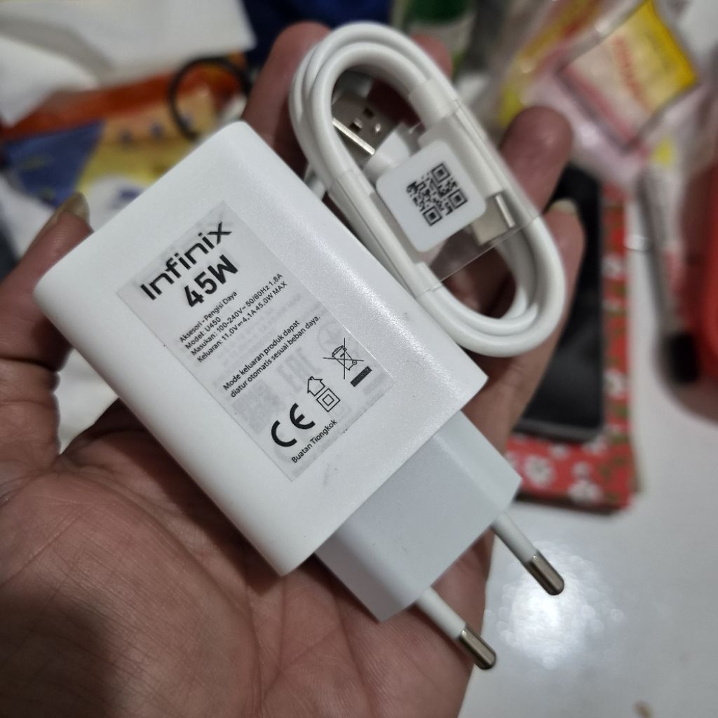 charger Infinix 45 watt original asli copotan bawaan hp