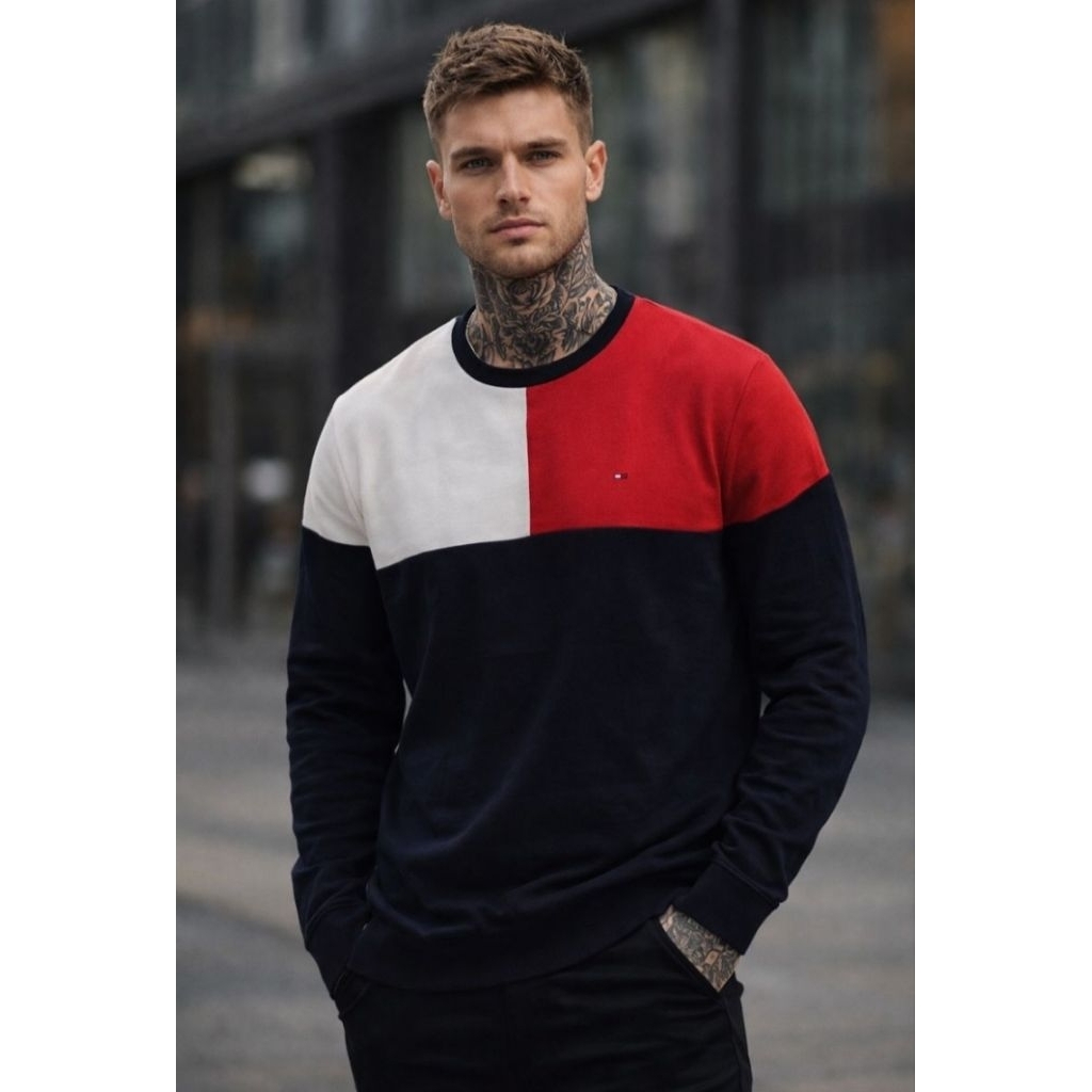 Crewneck Tommy Hilfiger Colorblock | Crewneck Tommy | Hoodie Tommy | Tommy Big Logo | Tommy Big Flag