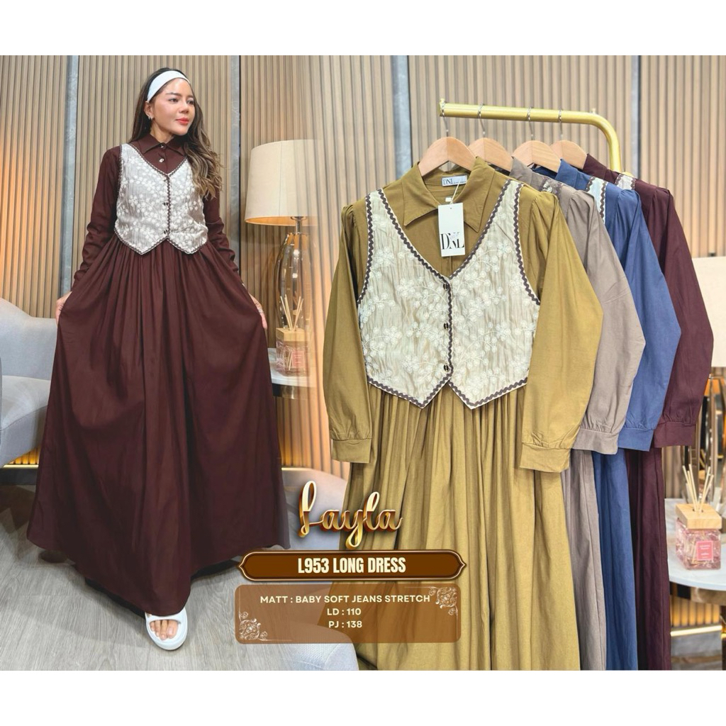 Gamis layla rompi terbaru  / Gamis layla rompi baby soft jeans / Gamis layla / Layla gamis rompi