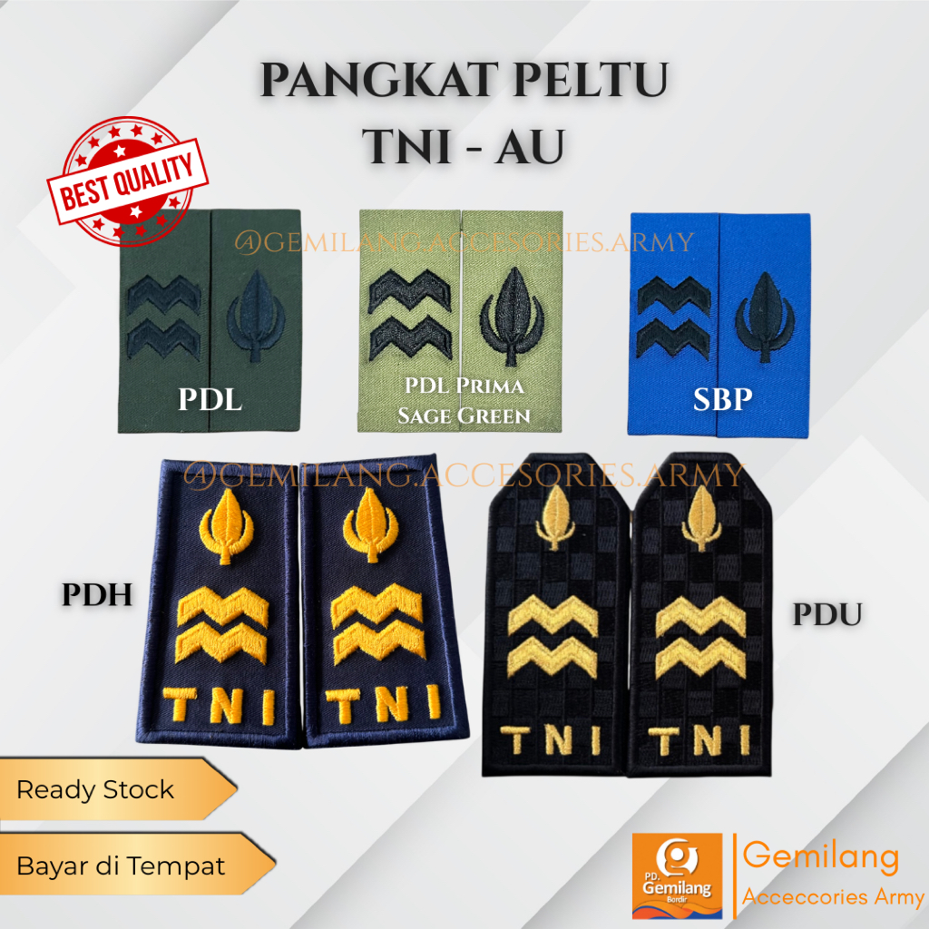 Pangkat PDH PDU PDL TNI AU PELTU Sepasang Peltu Untuk TNI AU