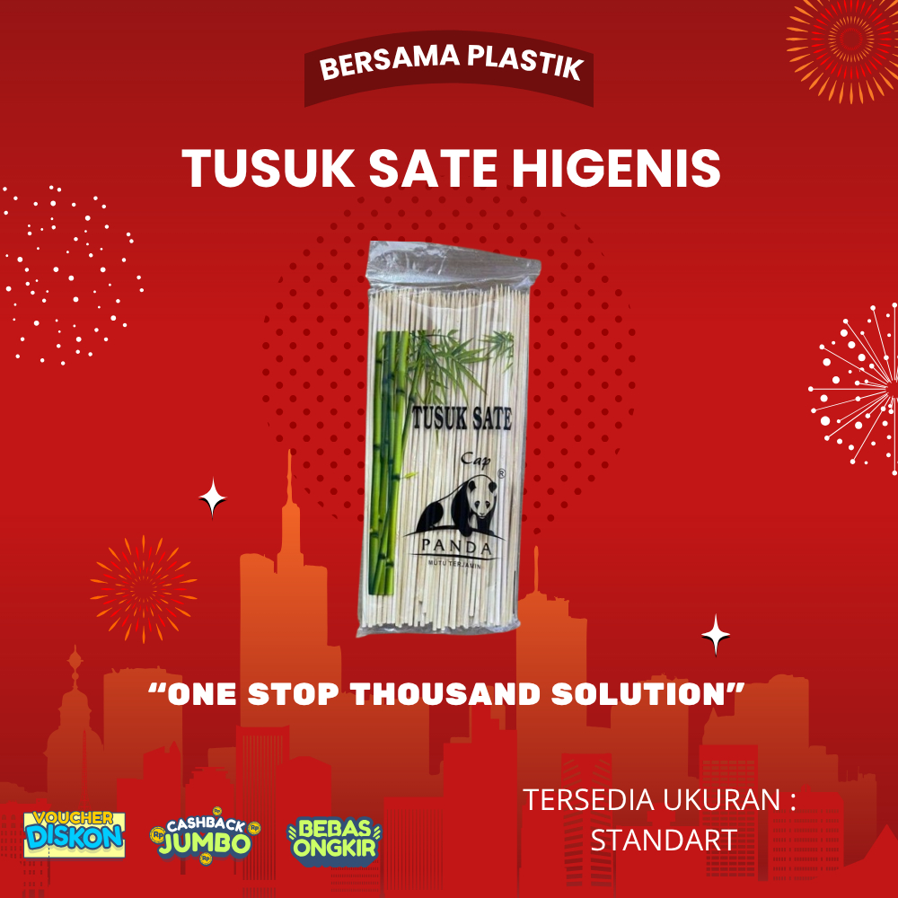 Tusuk Sate Bambu Panda 20cm Berkualitas | Tusuk Sate Ayam Kambing | Tusuk Sate Taichan | Tusuk Sate 