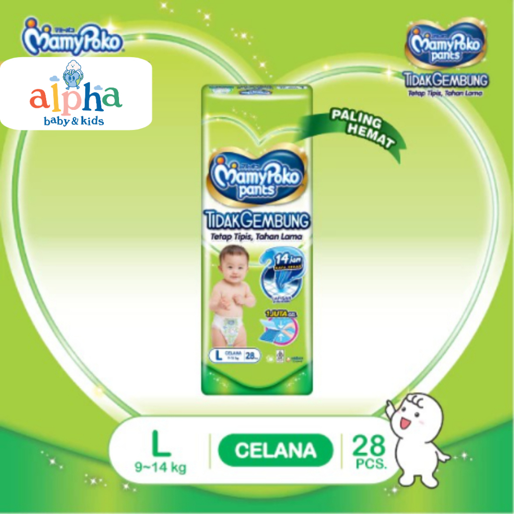 MamyPoko Pants X-tra Kering Slim Tidak Gembung - L 28 - L 48 - Popok Celana