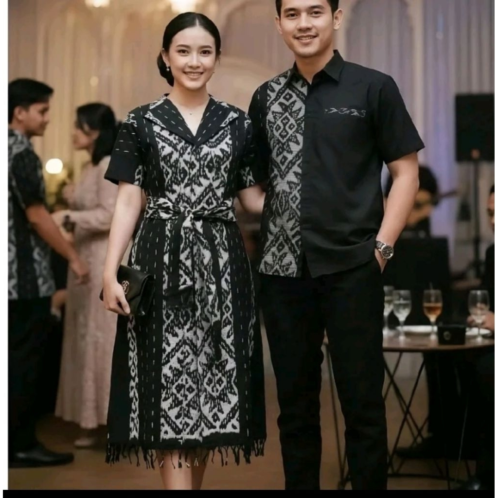 COUPLE TENUN DRESS MIDI TENUN baju tenun couple keluarga