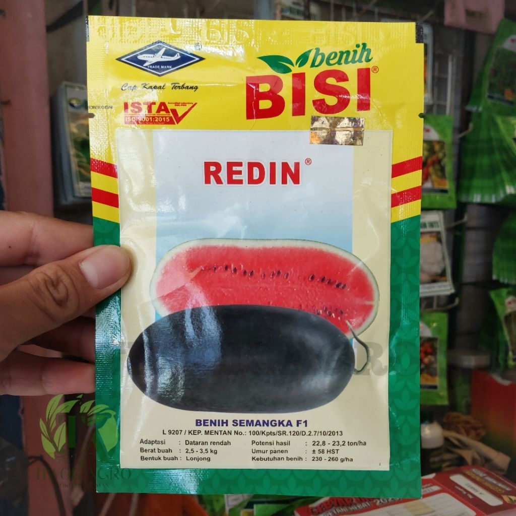 Benih SEMANGKA F1 REDIN Cap Kapal Terbang 20 gr - Biji Bibit Semangka Inul Merah Unggul
