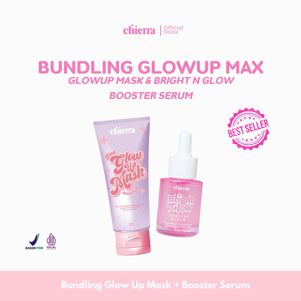 [OFFICIAL STORE] Bundling Chierra Bright n Glow Booster Serum + Chierra Pink Glowup Mask - Paket Ski
