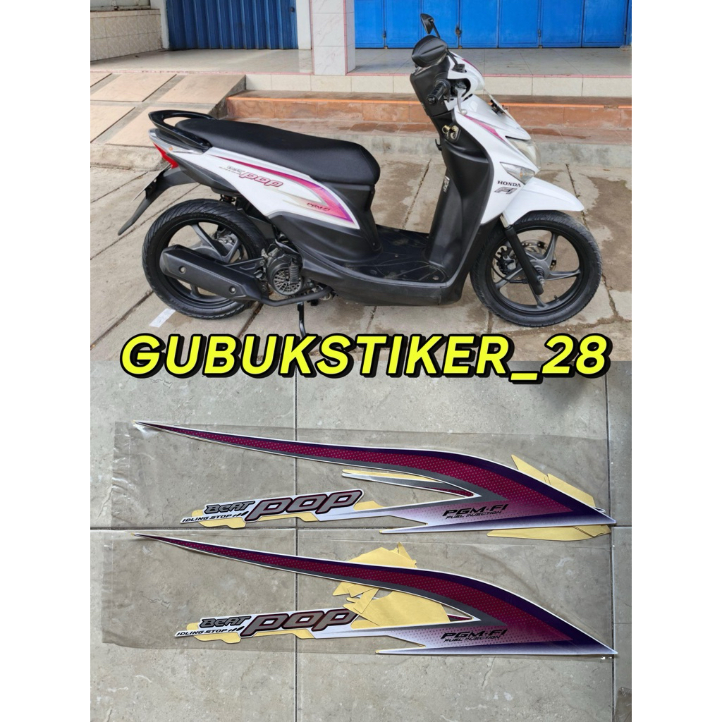 ORIGINAL STRIPING STIKER LIS BODY MOTOR HONDA BEAT POP 2014-2015-2016-2017-2018 PUTIH