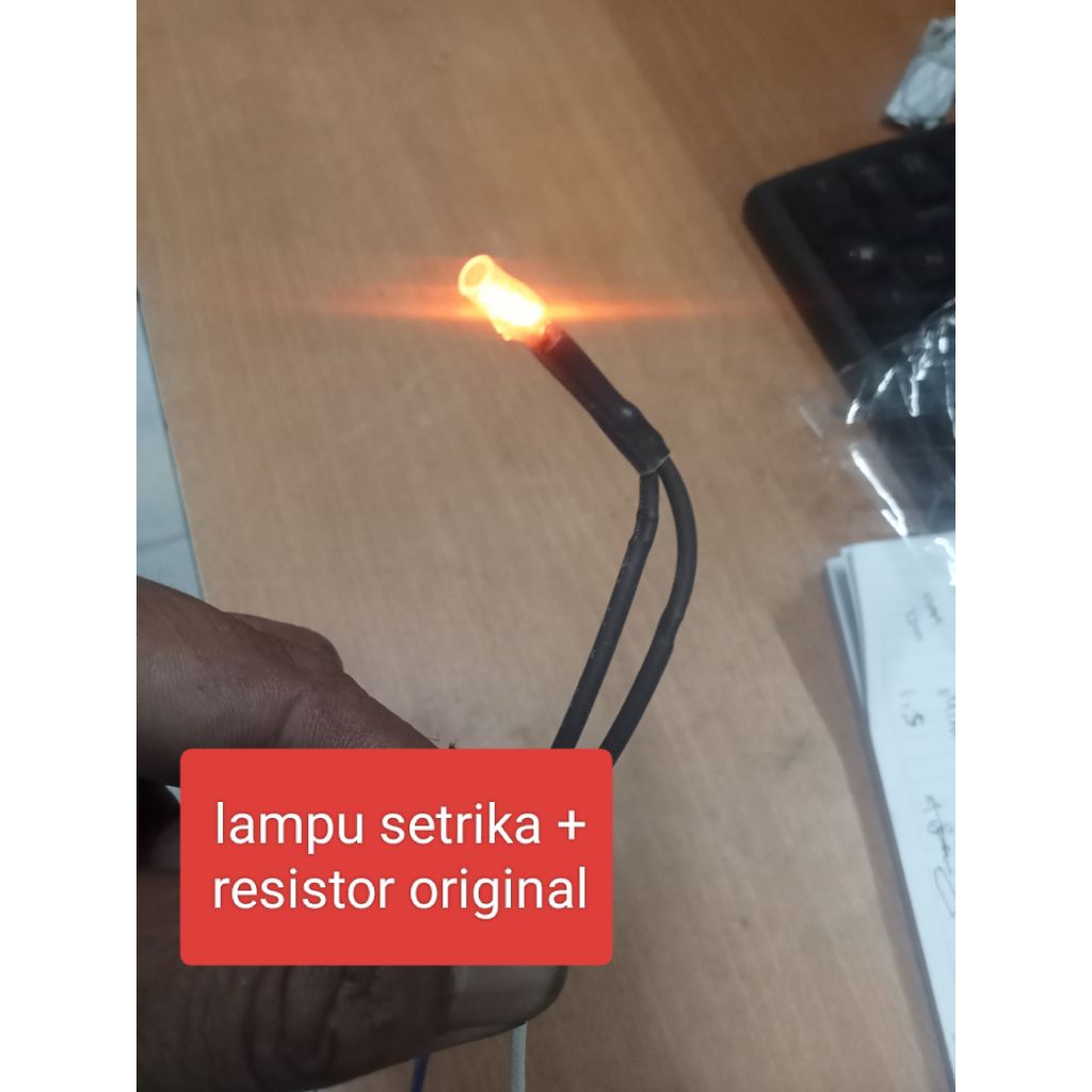 lampu setrika + Resistor