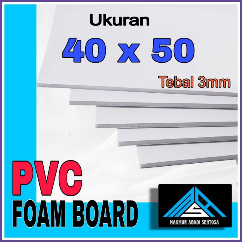 PVC FOAM BOARD/ PVC BOARD Warna Putih - Ukuran 40 x 50 Cm, Tebal 3mm