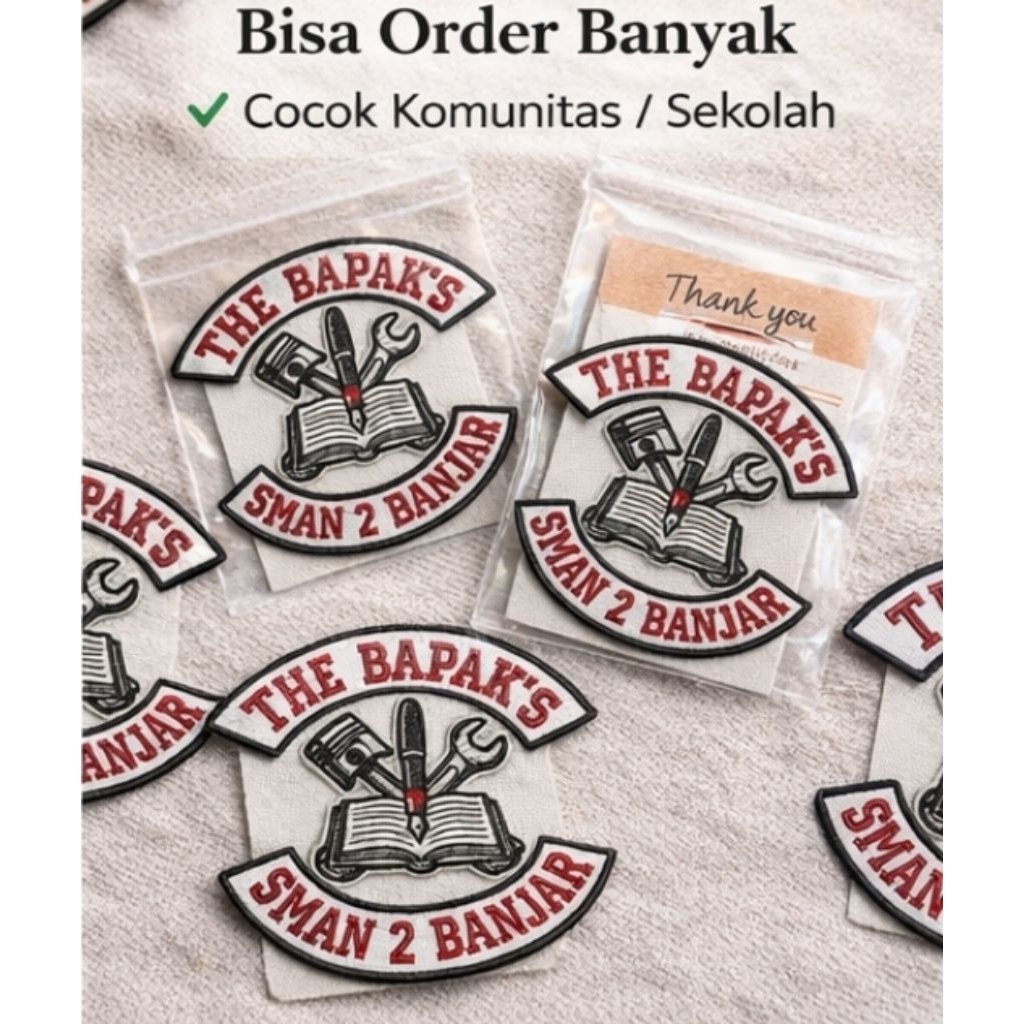 Emblem Bordir Custom Punggung Jaket Rompi custome | Patch Besar Bordir Premium Komunitas Sekolah