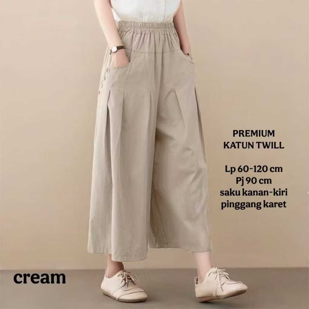 Kulot Celana Wanita Terbaru Katun Chinos Twill Longgar