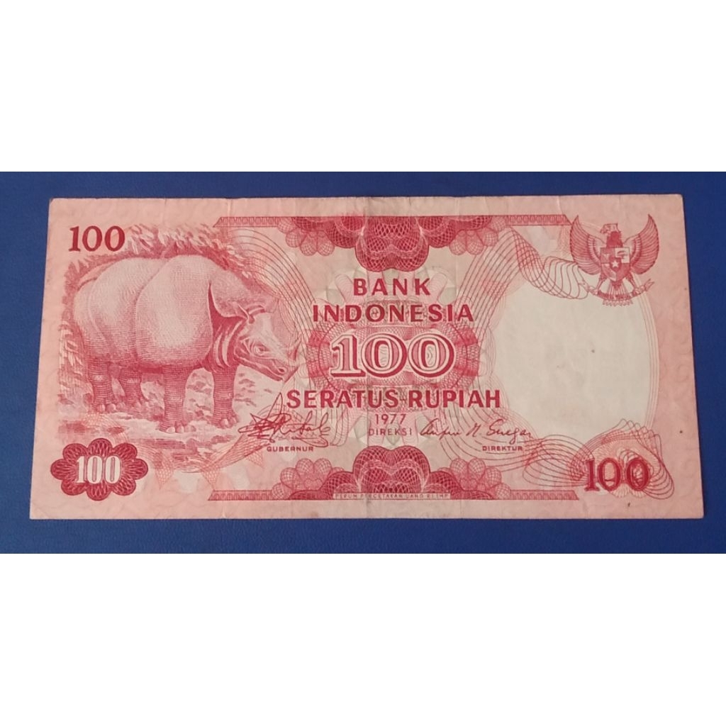 Uang lawas Indonesia Rp 100 Badak Thn 1977 Vf Bagus