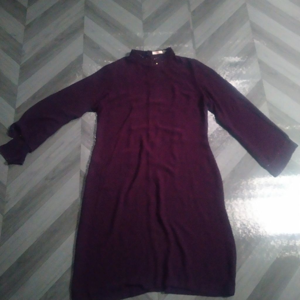 [SECOND] Tunik Sifon 2 Layer Warna Plum Ungu Tua