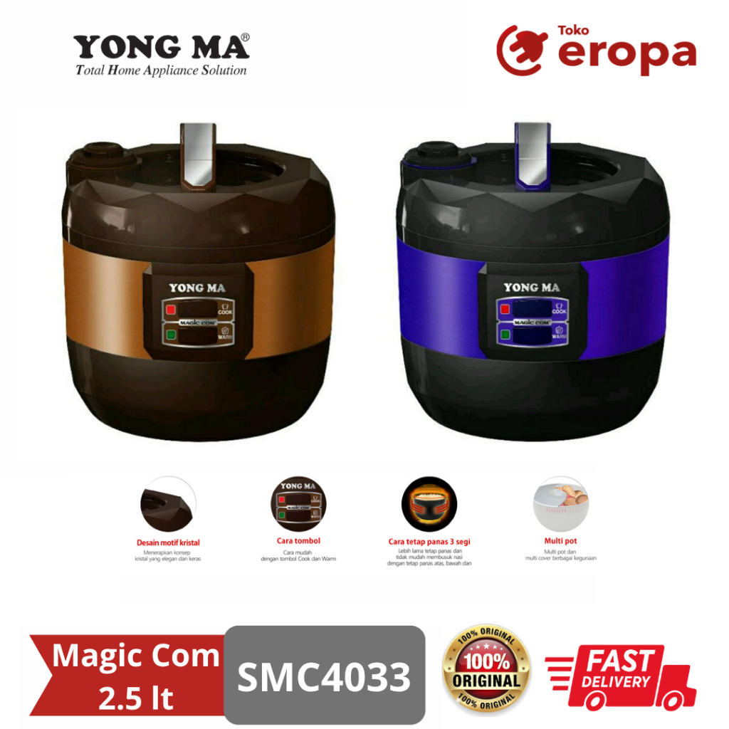 Magic Com 2.5 lt Yongma SMC4033-Gold/Biru