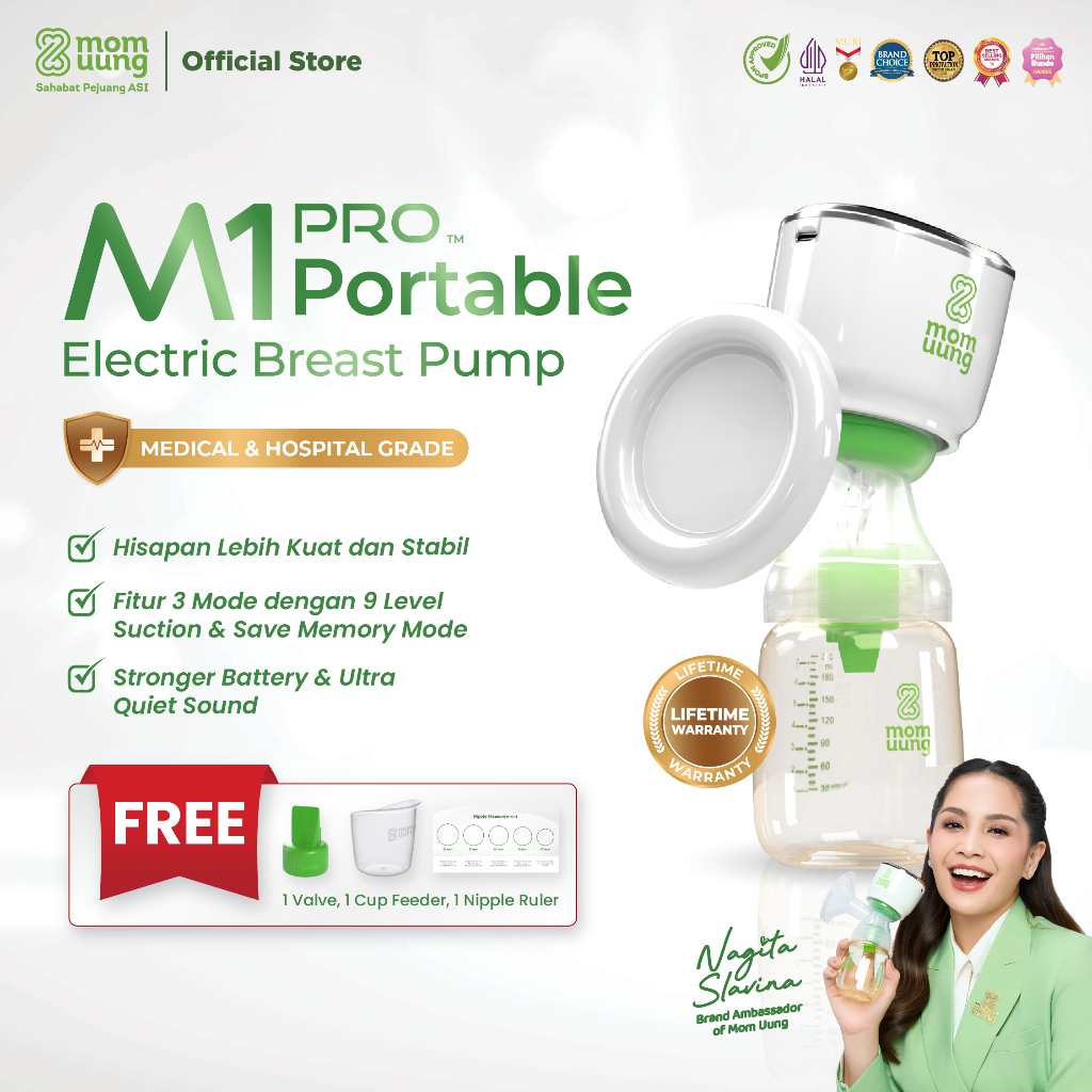 Mom Uung M1 Pro Portable Electric Breast Pump – Hisapan Lebih Kuat & Stabil - Medical & Hospital Gra
