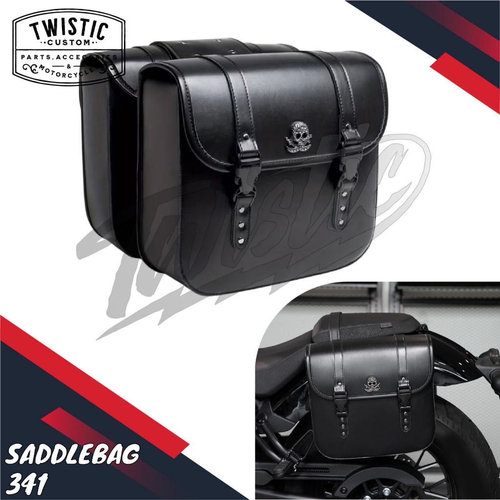 Side Bag Saddle Bag Saddlebag 341 Tas Kulit Samping Pannier Motor Harley Davidson Vulcan 650 Honda R