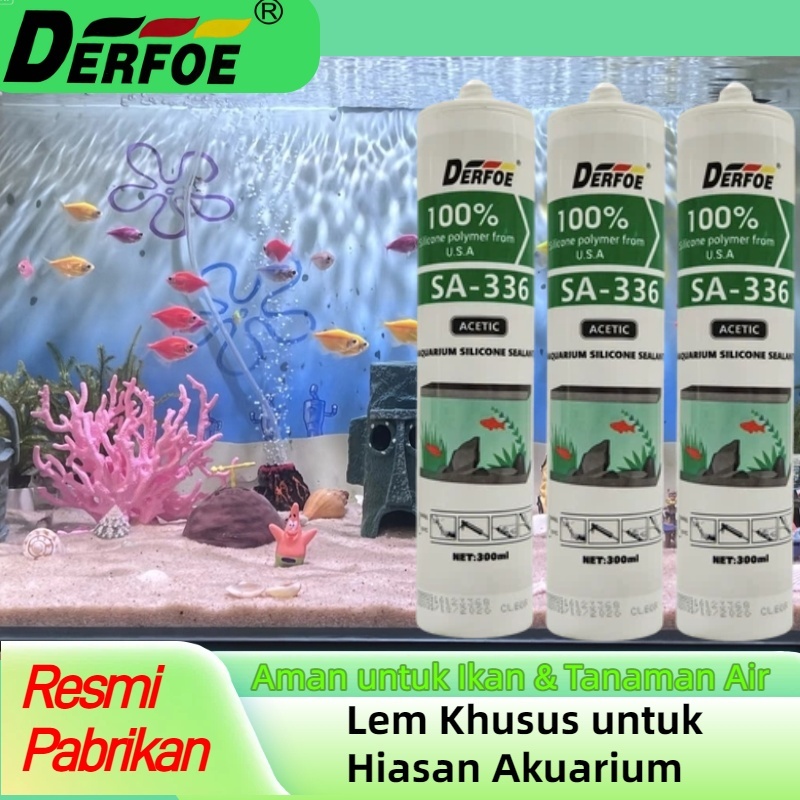 Lem Silikon Derfoe  Aquarium - Anti Bocor, Serbaguna, Aman untuk Ikan