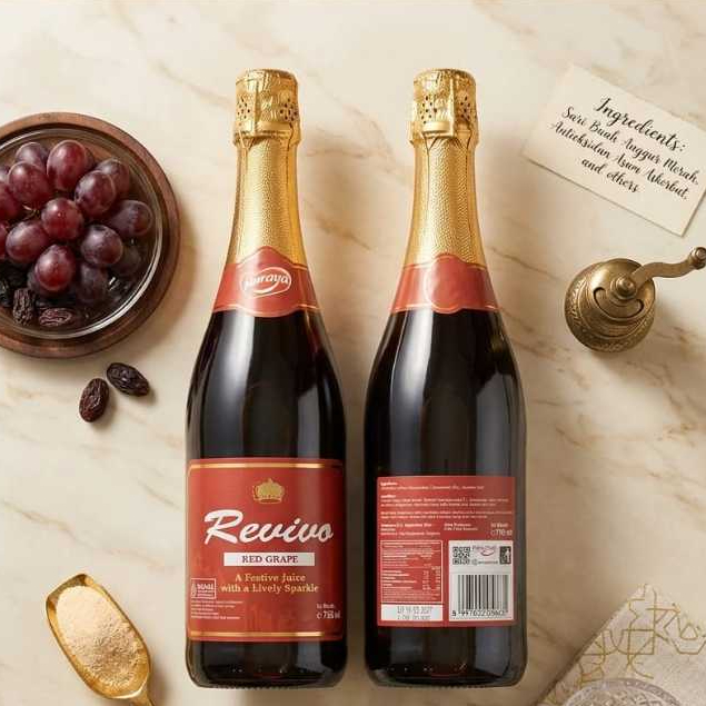 REVIVO Red Grape Sparkling 750ml - Minuman Bersoda Halal