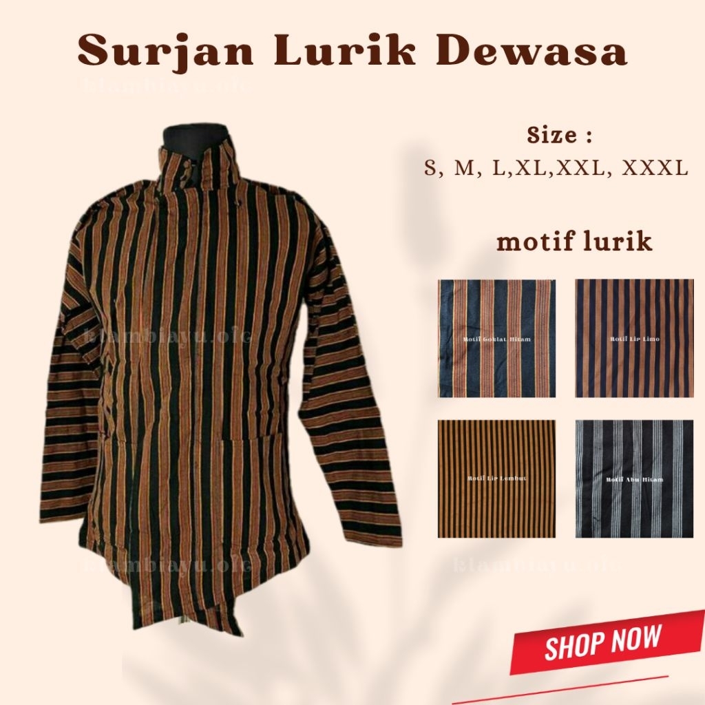 Surjan Lurik Pria Dewasa /surjan pria/atasan lurik/batik lurik/surjan dewasa