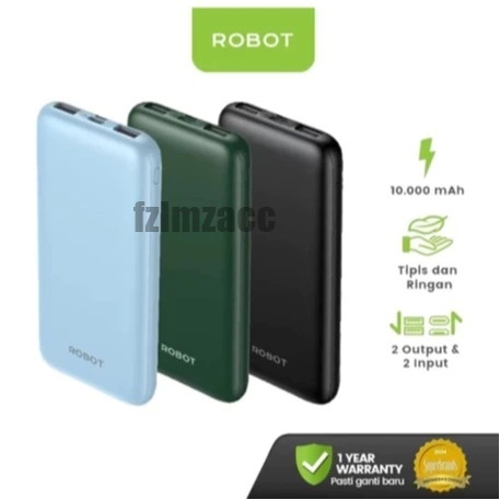 ROBOT Powerbank RT12 10000 mAh Dual Input Output Slim Ori Robot