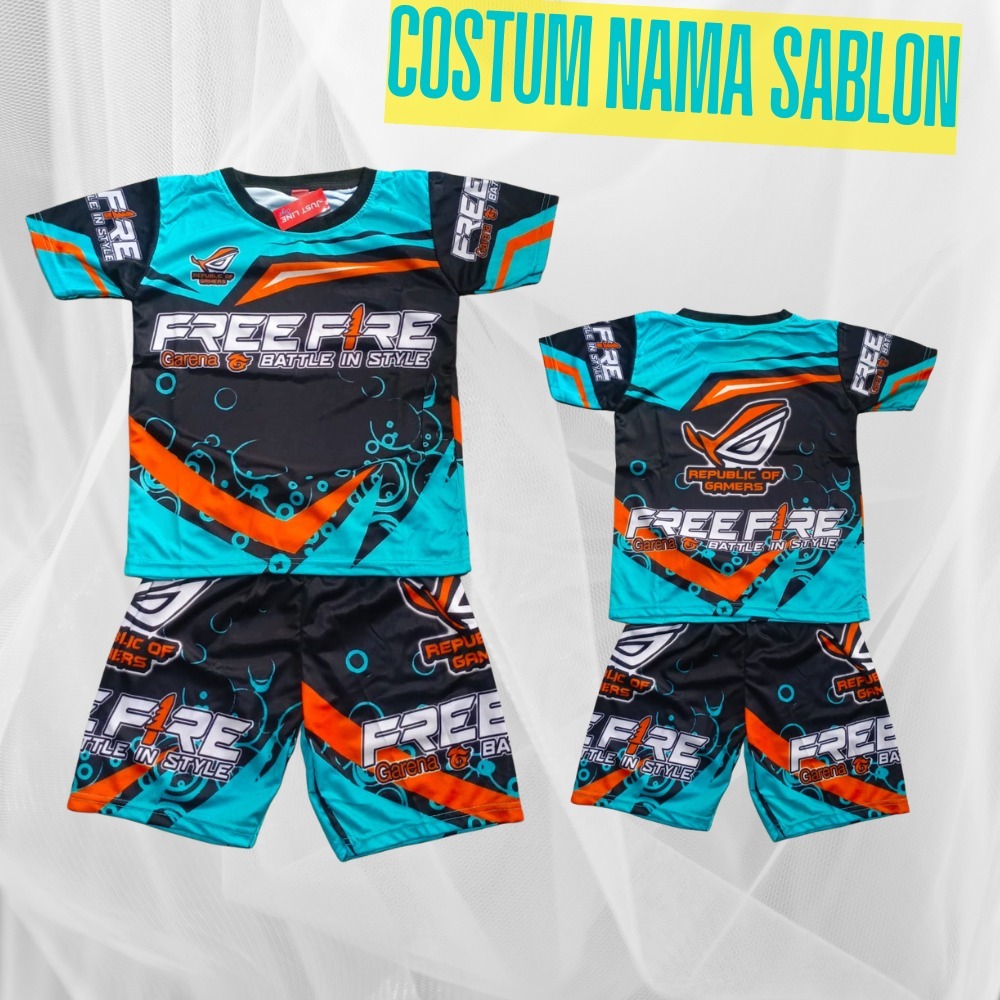 free fire evos/free fire evost diamond baju free fire full printing size 6-12thn