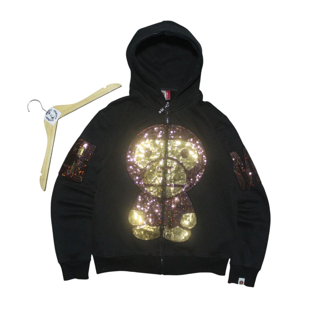 zip hoodie baby milo by bape glitter