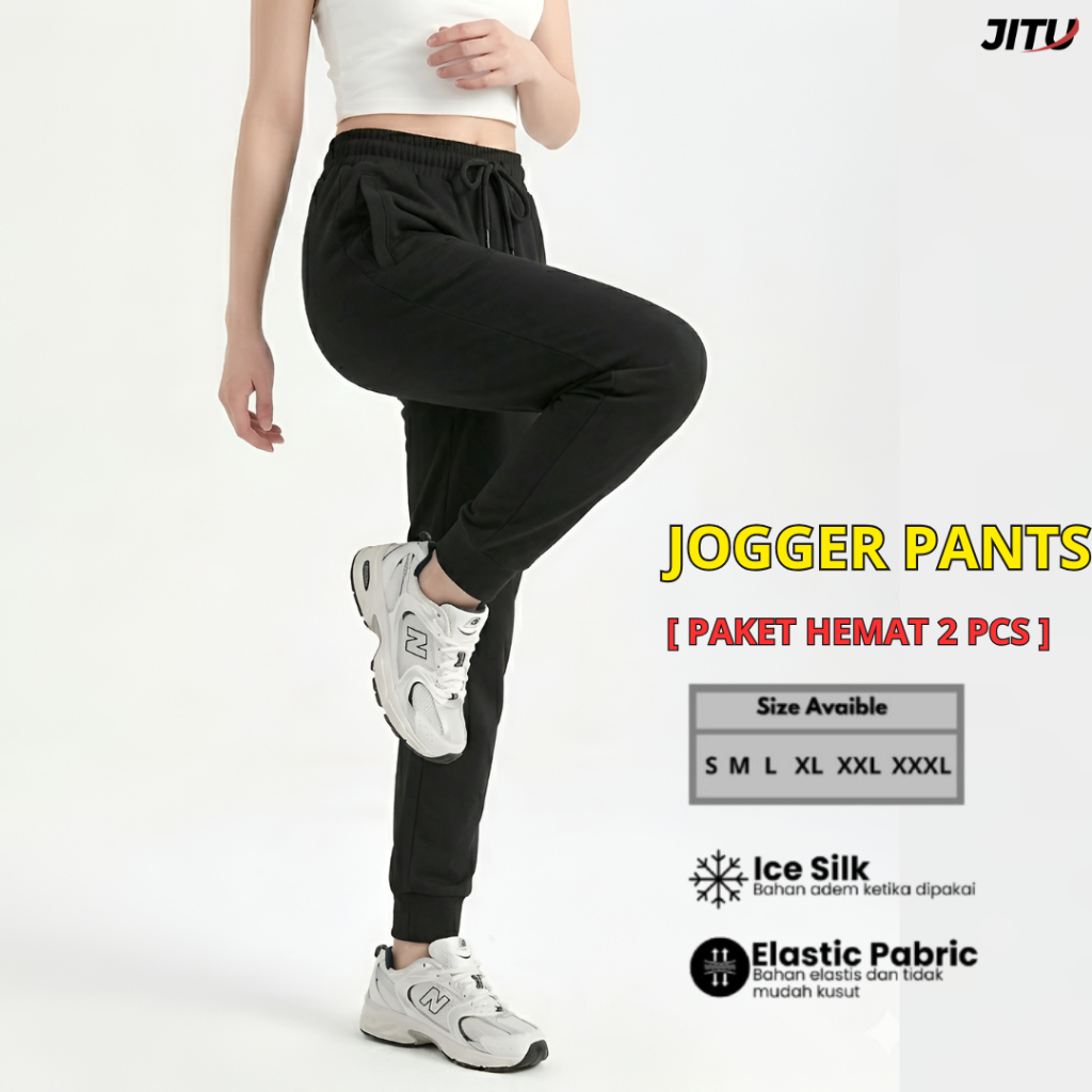 JITU - Celana Joger Wanita Korea Style | Jogger Wanita Trendy Kekinian