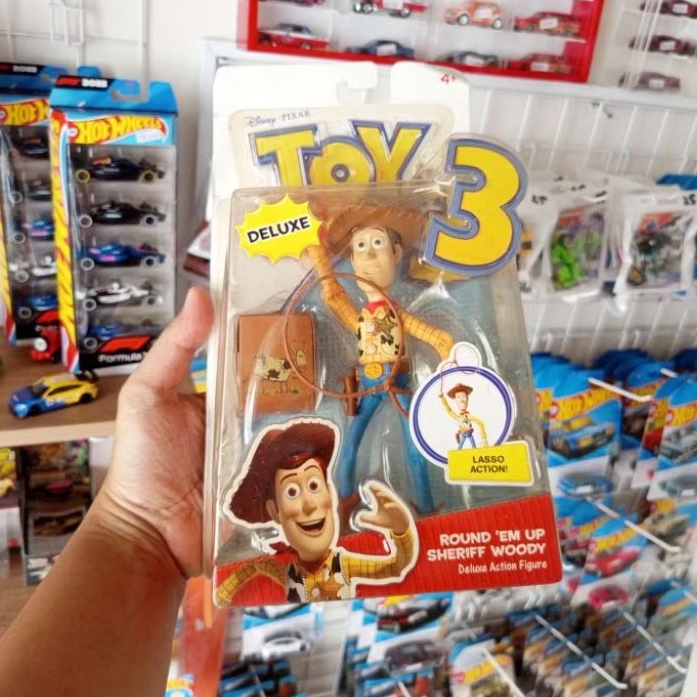 MAINAN ANAK ACTION FIGURE TOY STORY 3 DELUXE EDITION WOODY LASSO ACTION ORIGINAL MATTEL DISNEY PIXAR