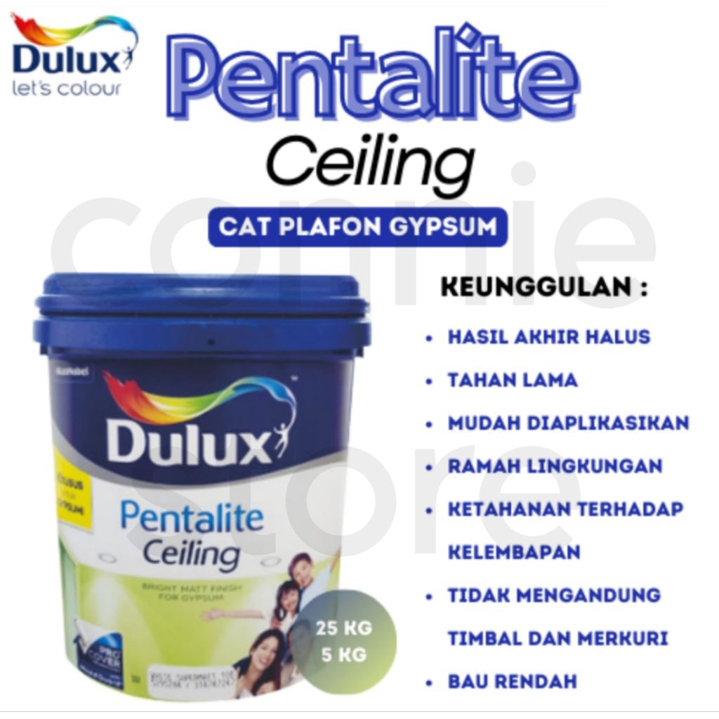 Dulux Pentalite Ceilling 25kg White Supermatt dulux cat plafon gypsum 25kg cat khusus gypsum plafon 