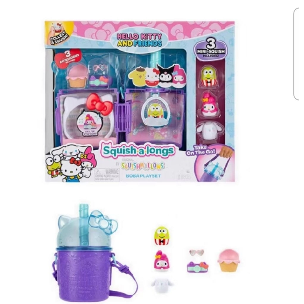 Squish A Longs Squishmallows Hello Kitty Boba Playset Original