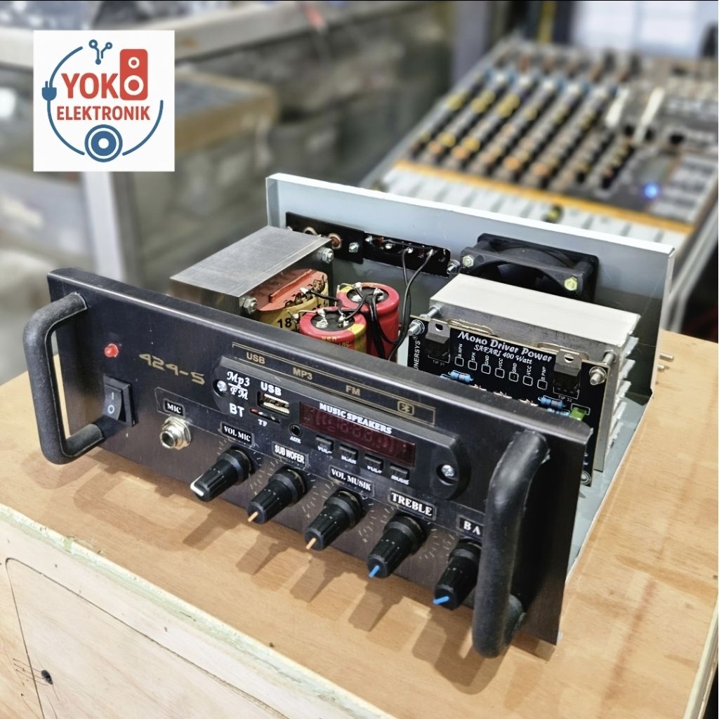 Power Amplifier Rumahan 5A Mp3 Bluetooth + mic rakitan (YOKO ELEKTRONIK) Trafo 5 Ampere CT 32V (ADA 