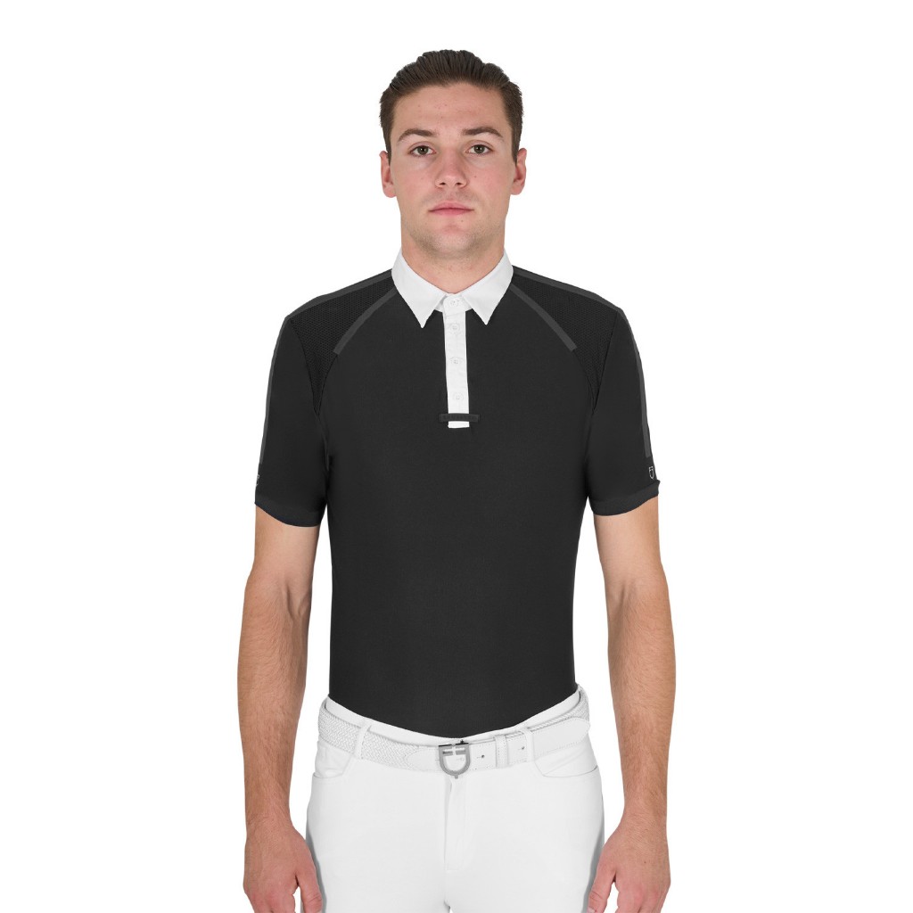 Baju Berkuda Pria Equestro Men's Slim Fit Short Sleeve Competition Polo Shirt Equestrian