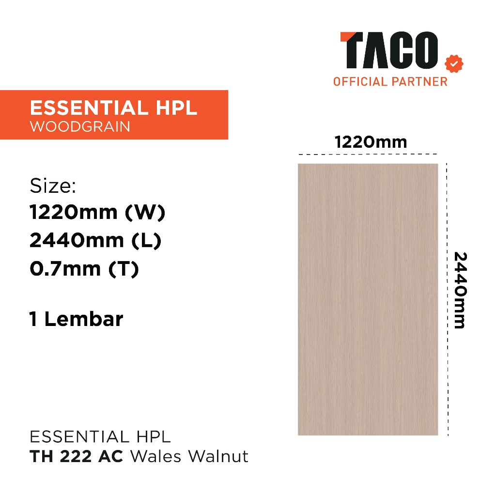 TACO Laminate HPL Woodgrain - TH 222 AC Wales Walnut