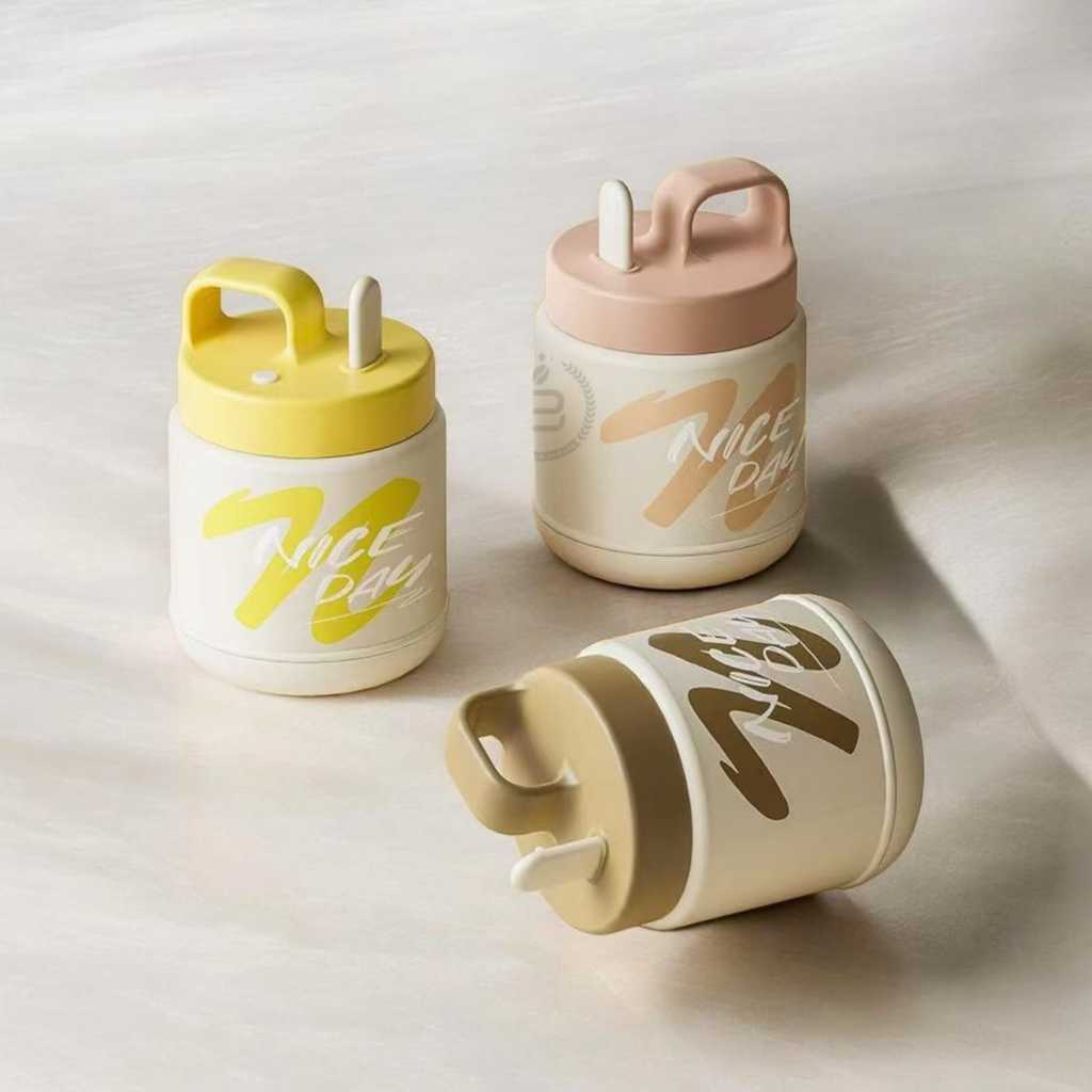 Tempat Makan Kekinian Stainless Steel SUS 304 / Bekal Makanan Premium 450ml / Tutup Plus Sendok